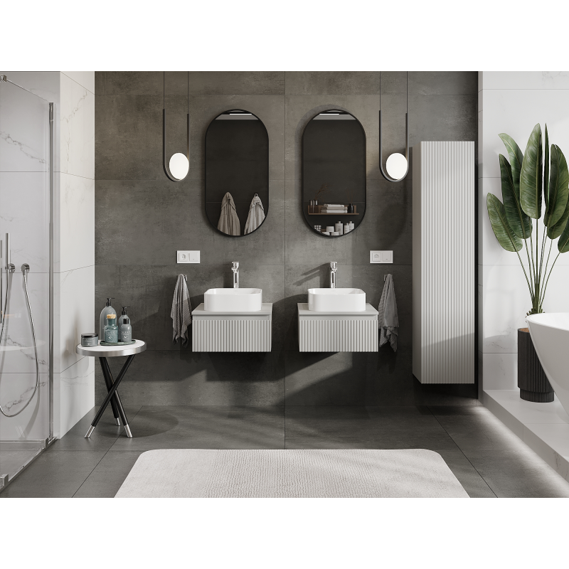 Mexen Rivel meuble de salle de bain sous-vasque 50 cm, 1 tiroir, rainuré, gris mat - 91A20-05023-1-BF62