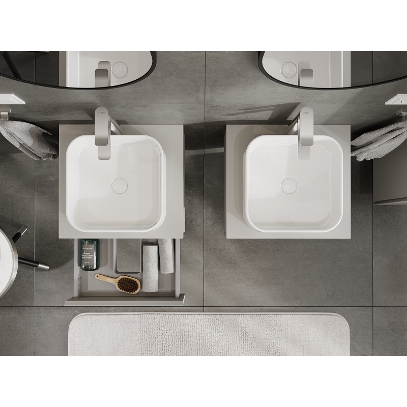 Mexen Rivel meuble de salle de bain sous-vasque 50 cm, 1 tiroir, rainuré, gris mat - 91A20-05023-1-BF62