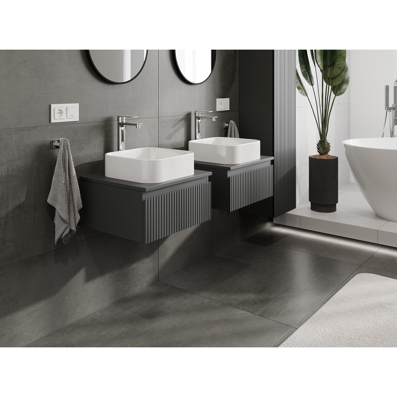 Mexen Rivel meuble de salle de bain sous lavabo 50 cm, 1 tiroir, rainuré, graphite mat - 91A20-05023-1-BF66