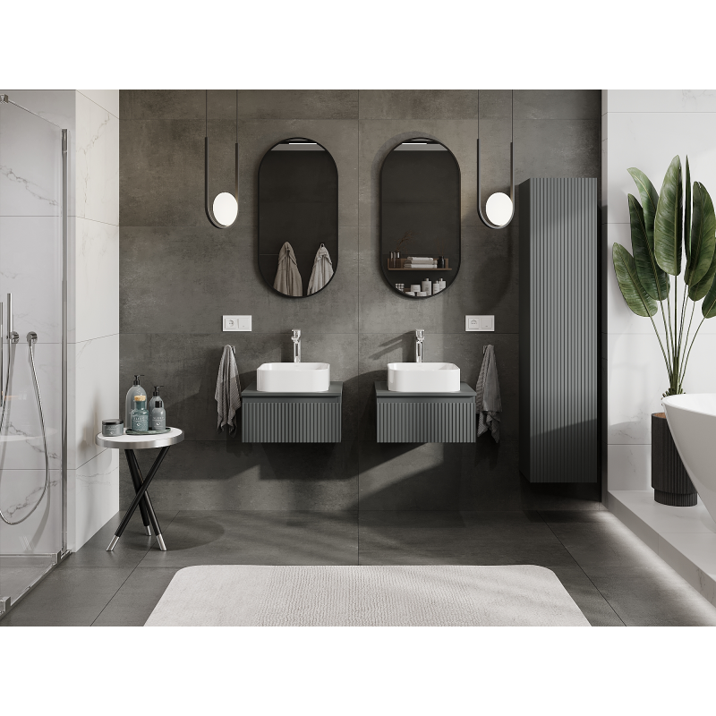 Mexen Rivel meuble de salle de bain sous lavabo 50 cm, 1 tiroir, rainuré, graphite mat - 91A20-05023-1-BF66