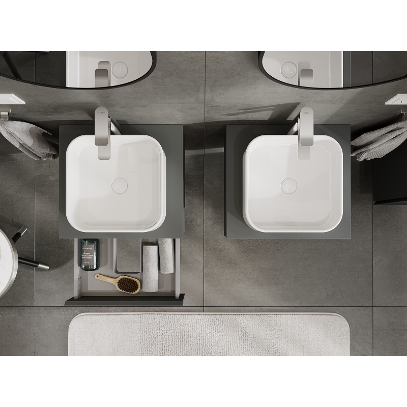 Mexen Rivel meuble de salle de bain sous lavabo 50 cm, 1 tiroir, rainuré, graphite mat - 91A20-05023-1-BF66
