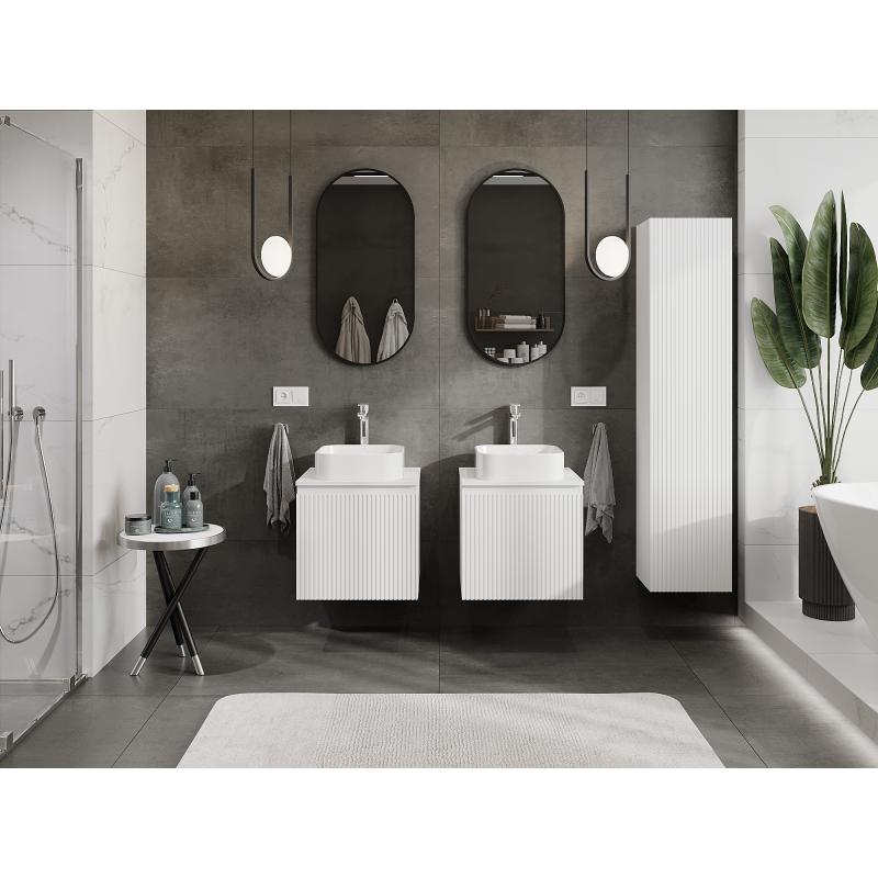 Mexen Rivel meuble de salle de bains sous lavabo 50 cm, 1 tiroir, rainuré, blanc mat - 91A20-05047-1-BF01