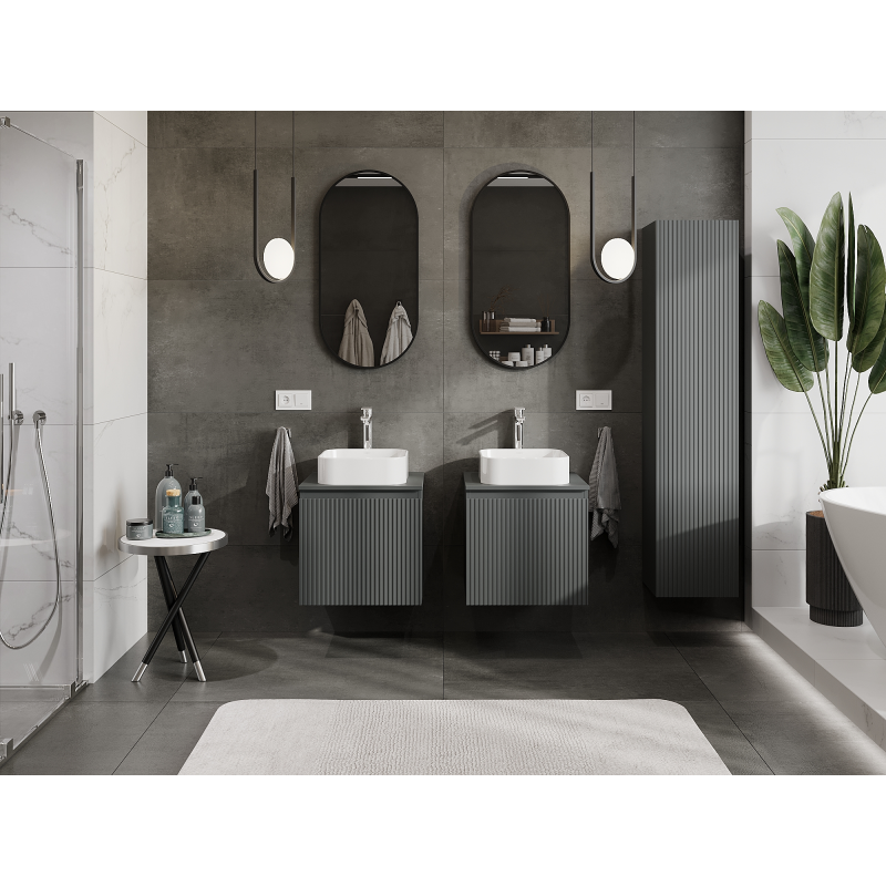 Mexen Rivel meuble salle de bain sous-lavabo 50 cm, 1 tiroir, rainuré, graphite mat - 91A20-05047-1-BF66