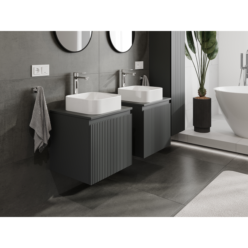 Mexen Rivel meuble salle de bain sous-lavabo 50 cm, 1 tiroir, rainuré, graphite mat - 91A20-05047-1-BF66