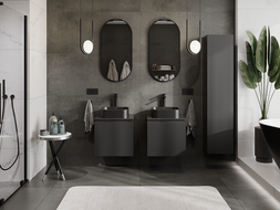Mexen Rivel meuble de salle de bain sous-vasque 50 cm, 1 tiroir, strié, noir mat - 91A20-05047-1-BF71