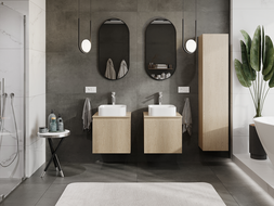 Mexen Rivel meuble de salle de bain sous lavabo 50 cm, 1 tiroir, rainuré, chêne - 91A20-05047-1-BF81