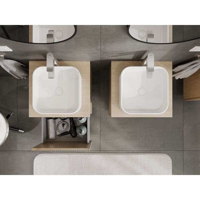 Mexen Rivel meuble de salle de bain sous lavabo 50 cm, 1 tiroir, rainuré, chêne - 91A20-05047-1-BF81
