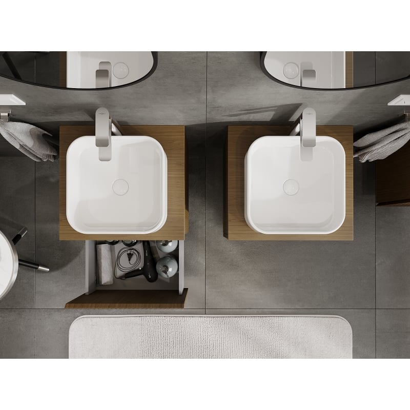 Mexen Rivel meuble-lavabo 50 cm, 1 tiroir, rainuré, noyer - 91A20-05047-1-BF86