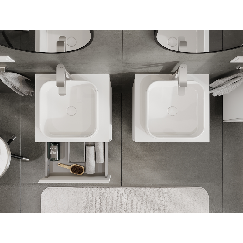Mexen Rivel meuble de salle de bain sous-vasque 50 cm, 2 tiroirs, rainuré, blanc mat - 91A20-05047-2-BFF01