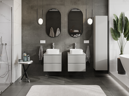 Mexen Rivel meuble de salle de bains sous-vasque 50 cm, 2 tiroirs, rainuré, gris mat - 91A20-05047-2-BFF62