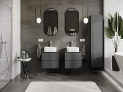 Mexen Rivel meuble de salle de bains sous lavabo 50 cm, 2 tiroirs, rainuré, graphite mat - 91A20-05047-2-BFF66