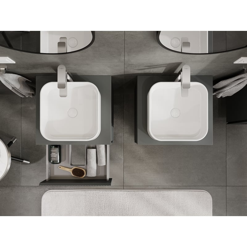 Mexen Rivel meuble de salle de bains sous lavabo 50 cm, 2 tiroirs, rainuré, graphite mat - 91A20-05047-2-BFF66