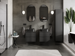 Mexen Rivel armoire de salle de bain sous lavabo 50 cm, 2 tiroirs, rainurée, noir mat - 91A20-05047-2-BFF71