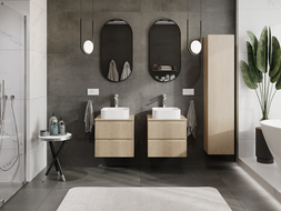 Mexen Rivel meuble de salle de bain sous lavabo 50 cm, 2 tiroirs, rainuré, chêne - 91A20-05047-2-BFF81