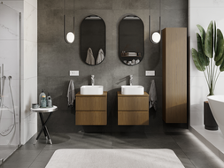 Mexen Rivel meuble de salle de bain sous lavabo 50 cm, 2 tiroirs, rainuré, noyer - 91A20-05047-2-BFF86