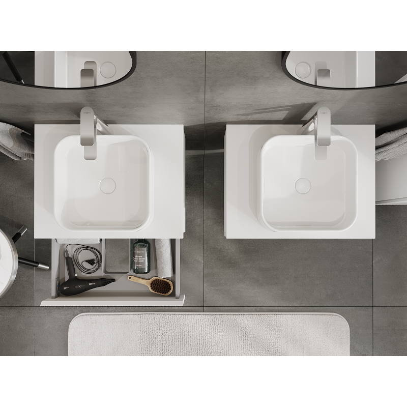 Mexen Rivel meuble de salle de bains sous-vasque 60 cm, 1 tiroir, rainuré, blanc mat - 91A20-06023-1-BF01
