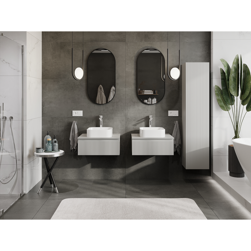 Mexen Rivel meuble de salle de bain sous lavabo 60 cm, 1 tiroir, rainuré, gris mat - 91A20-06023-1-BF62