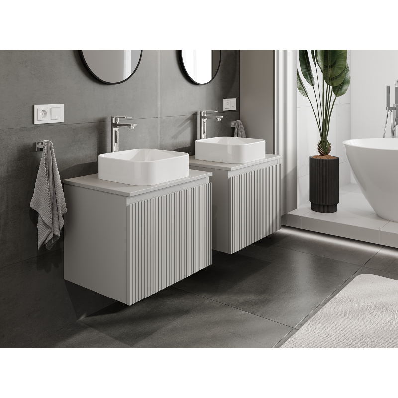 Mexen Rivel armoire de salle de bain sous-lavabo 60 cm, 1 tiroir, rainurée, gris mat - 91A20-06047-1-BF62