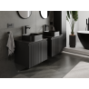 Mexen Rivel meuble lavabo 60 cm, 1 tiroir, rainuré, noir mat - 91A20-06047-1-BF71