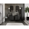 Mexen Rivel meuble lavabo 60 cm, 1 tiroir, rainuré, noir mat - 91A20-06047-1-BF71