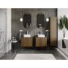 Mexen Rivel meuble de salle de bains sous lavabo 60 cm, 1 tiroir, rainuré, noyer - 91A20-06047-1-BF86