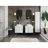Mexen Rivel meuble de salle de bains sous lavabo 60 cm, 2 tiroirs, rainuré, blanc mat - 91A20-06047-2-BFF01