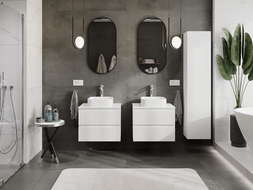 Mexen Rivel meuble de salle de bains sous lavabo 60 cm, 2 tiroirs, rainuré, blanc mat - 91A20-06047-2-BFF01