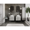 Mexen Rivel meuble de salle de bain sous-lavabo 60 cm, 2 tiroirs, rainuré, gris mat - 91A20-06047-2-BFF62