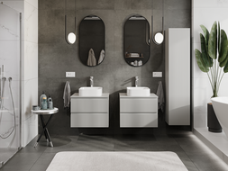 Mexen Rivel meuble de salle de bain sous-lavabo 60 cm, 2 tiroirs, rainuré, gris mat - 91A20-06047-2-BFF62