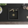 Mexen Vito évier en granit 1 cuve avec mitigeur de cuisine Telma, noir/métallisé argent - 6503-73-670200-50