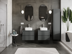 Mexen Rivel meuble de salle de bain sous lavabo 60 cm, 2 tiroirs, rainuré, graphite mat - 91A20-06047-2-BFF66