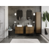 Mexen Rivel armoire de salle de bain sous lavabo 60 cm, 2 tiroirs, rainurée, noyer - 91A20-06047-2-BFF86