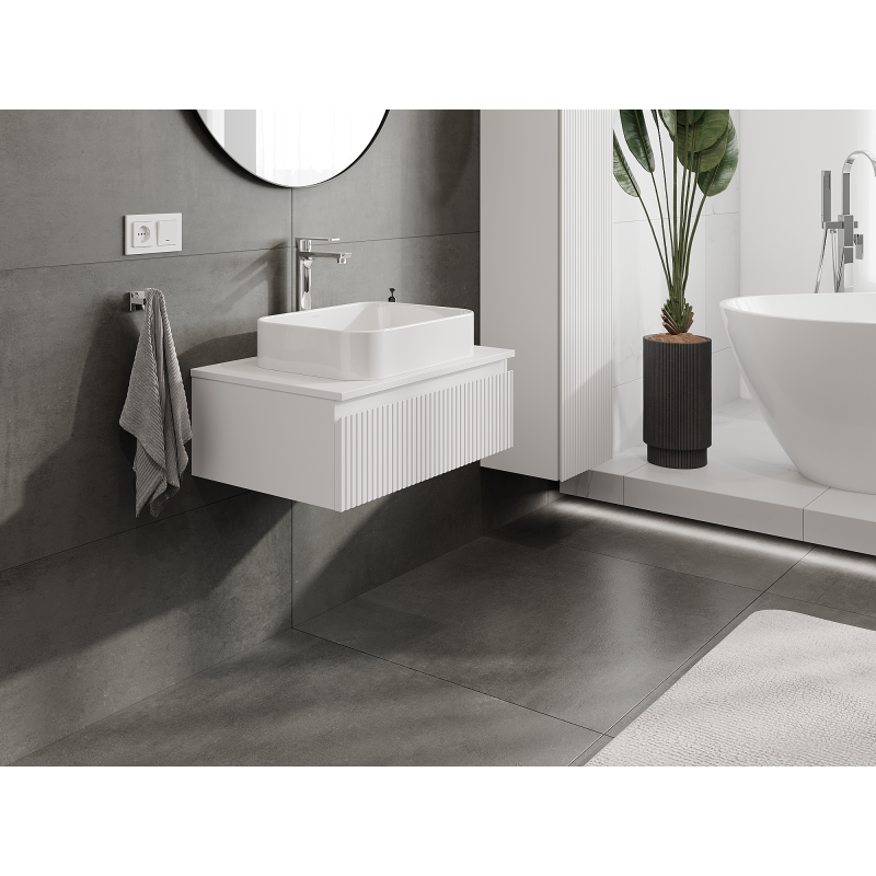 Mexen Rivel meuble de salle de bain sous lavabo 70 cm, 1 tiroir, rainuré, blanc mat - 91A20-07023-1-BF01