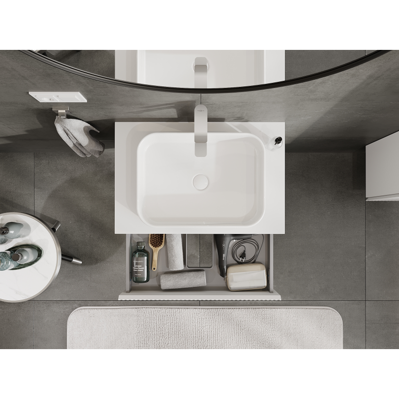 Mexen Rivel meuble de salle de bain sous lavabo 70 cm, 1 tiroir, rainuré, blanc mat - 91A20-07023-1-BF01