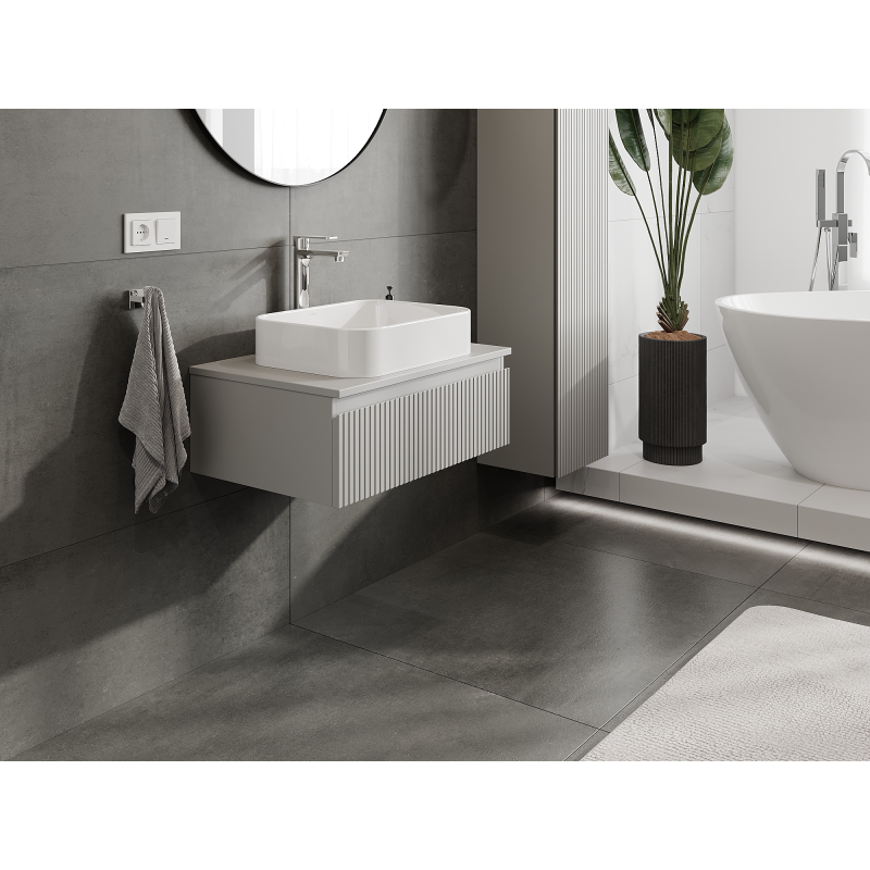 Mexen Rivel meuble de salle de bain sous lavabo 70 cm, 1 tiroir, rainuré, gris mat - 91A20-07023-1-BF62