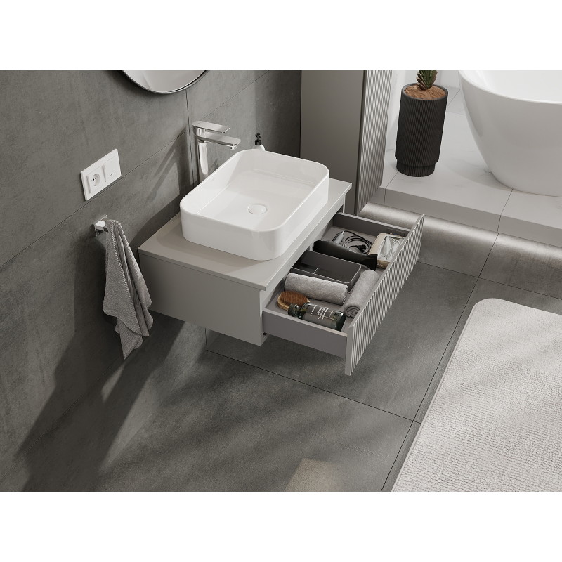Mexen Rivel meuble de salle de bain sous lavabo 70 cm, 1 tiroir, rainuré, gris mat - 91A20-07023-1-BF62
