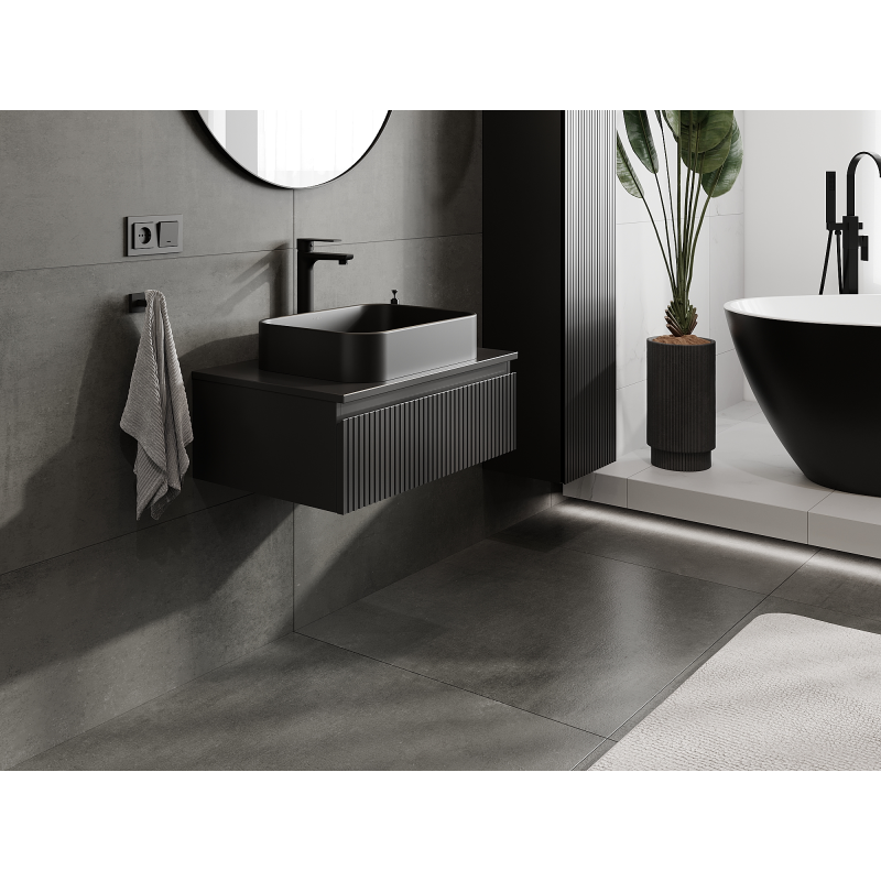 Mexen Rivel meuble de salle de bain sous-vasque 70 cm, 1 tiroir, rainuré, graphite mat - 91A20-07023-1-BF71