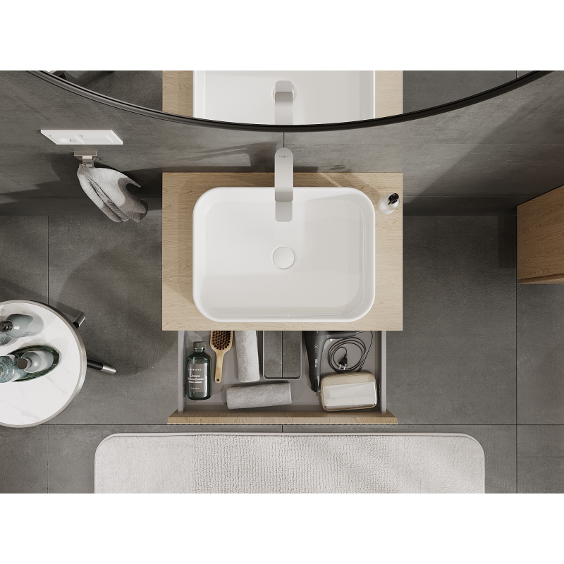 Mexen Rivel meuble de salle de bain sous lavabo 70 cm, 1 tiroir, rainuré, chêne - 91A20-07023-1-BF81