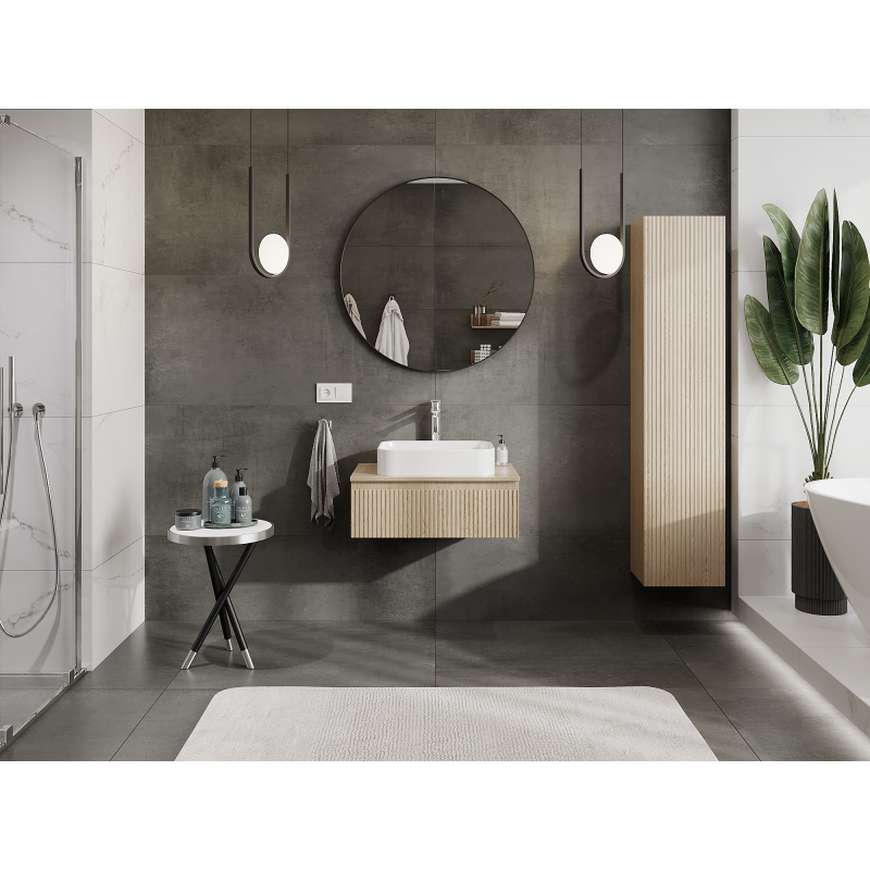Mexen Rivel meuble de salle de bain sous lavabo 70 cm, 1 tiroir, rainuré, chêne - 91A20-07023-1-BF81