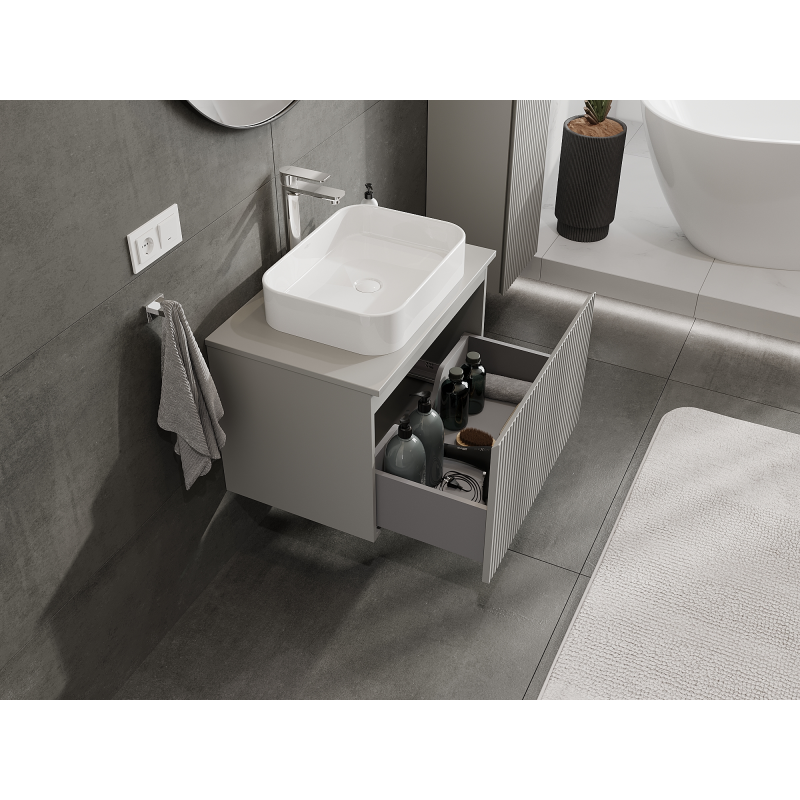 Mexen Rivel meuble de salle de bain sous-lavabo 70 cm, 1 tiroir, rainuré, gris mat - 91A20-07047-1-BF62