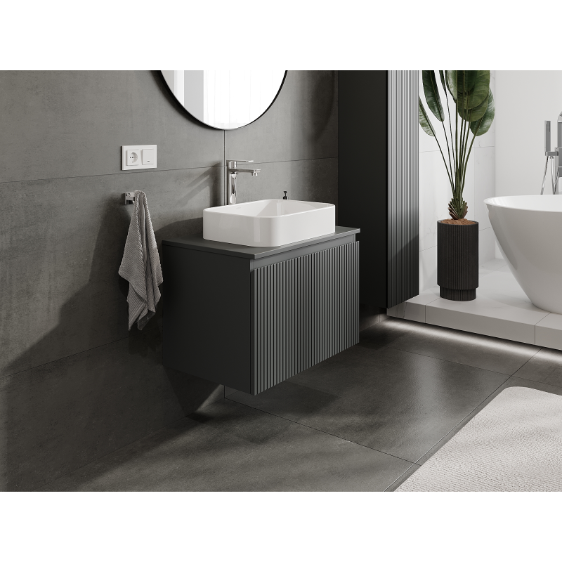 Mexen Rivel meuble de salle de bain sous lavabo 70 cm, 1 tiroir, rainuré, graphite mat - 91A20-07047-1-BF66