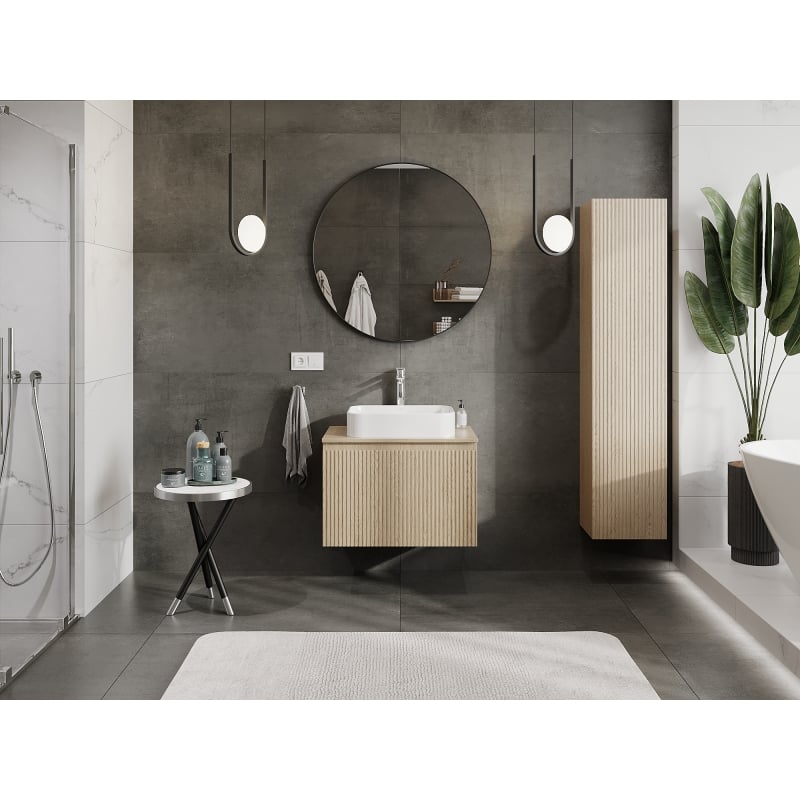 Mexen Rivel meuble de salle de bains sous-lavabo 70 cm, 1 tiroir, rainuré, chêne - 91A20-07047-1-BF81