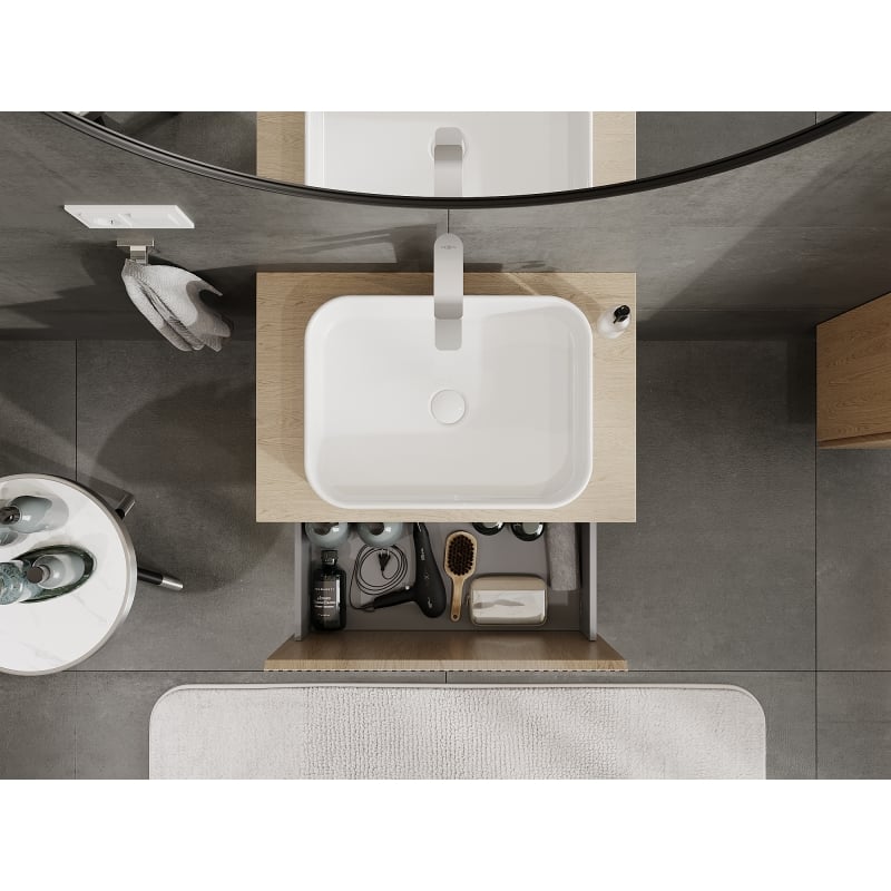 Mexen Rivel meuble de salle de bains sous-lavabo 70 cm, 1 tiroir, rainuré, chêne - 91A20-07047-1-BF81