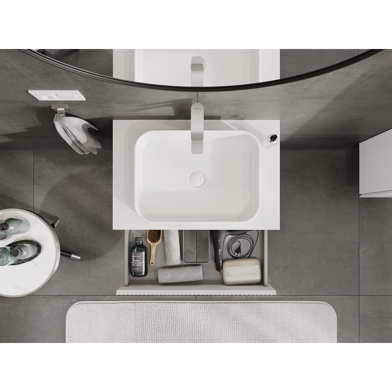 Mexen Rivel meuble de salle de bain sous lavabo 70 cm, 2 tiroirs, rainuré, blanc mat - 91A20-07047-2-BFF01