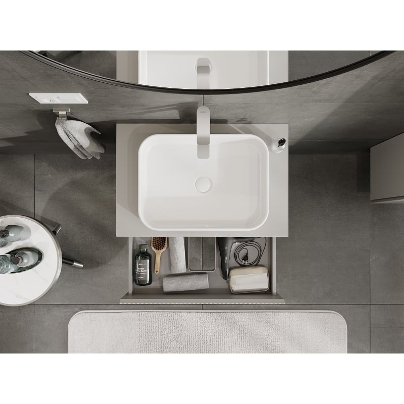 Mexen Rivel meuble de salle de bain sous-lavabo 70 cm, 2 tiroirs, rainuré, gris mat - 91A20-07047-2-BFF62