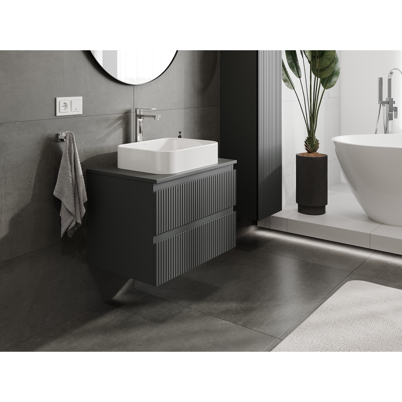 Mexen Rivel armoire de salle de bain sous-lavabo 70 cm, 2 tiroirs, rainurée, graphite mat - 91A20-07047-2-BFF66
