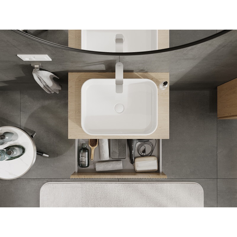 Mexen Rivel meuble de salle de bains sous lavabo 70 cm, 2 tiroirs, rainuré, chêne - 91A20-07047-2-BFF81