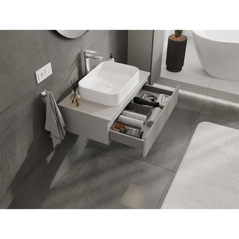 Mexen Rivel meuble de salle de bain sous-vasque 80 cm, 1 tiroir, rainuré, gris mat - 91A20-08023-1-BF62