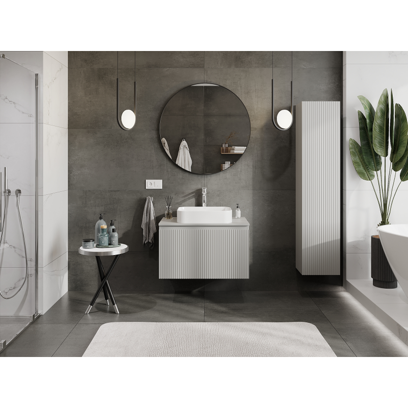 Mexen Rivel meuble de salle de bain sous-vasque 80 cm, 1 tiroir, rainuré, gris mat - 91A20-08047-1-BF62
