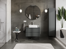 Mexen Rivel meuble sous-lavabo 80 cm, 2 tiroirs, rainuré, graphite mat - 91A20-08047-2-BFF66